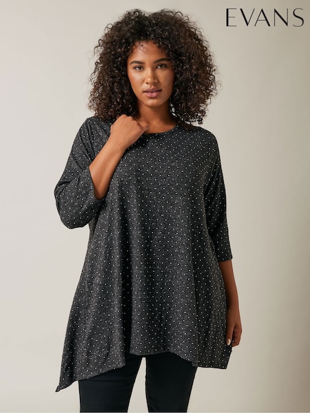 Evans Grey Stud Detail Hanky Hem Jumper (AL0752) | 260 LEI