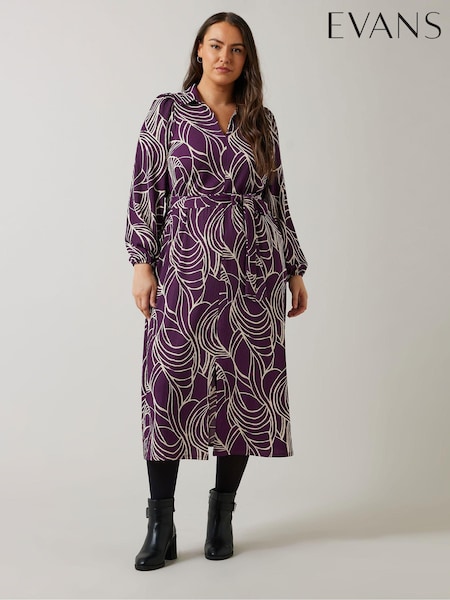 Evans Linear Print Jersey Crepe Dress (AL0754) | 262 QAR