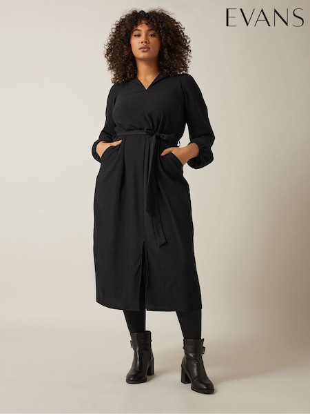 Evans Jersey Crepe Black Dress (AL0758) | ‏251‏₪