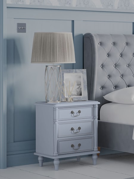 Laura Ashley Powder Blue Clifton 3 Drawer Bedside Table (AL0762) | €499