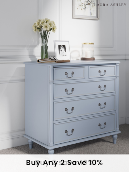 Laura Ashley Blue Clifton Chest of 5 Drawer Drawers (AL0771) | €989.50