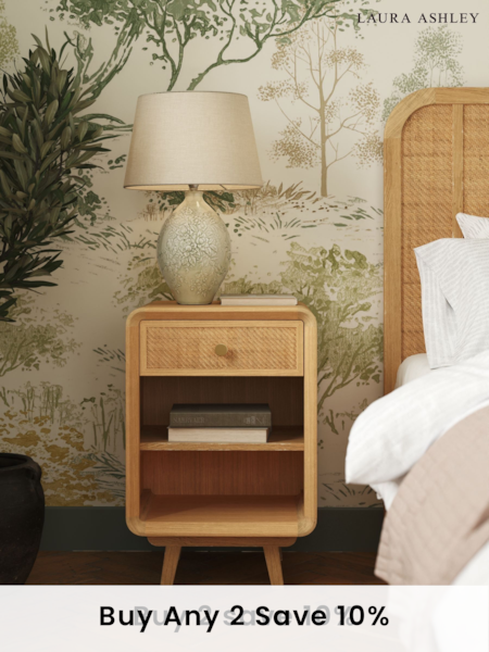 Laura Ashley Oak Millen 1 Drawer Bedside Chest (AL0789) | €410