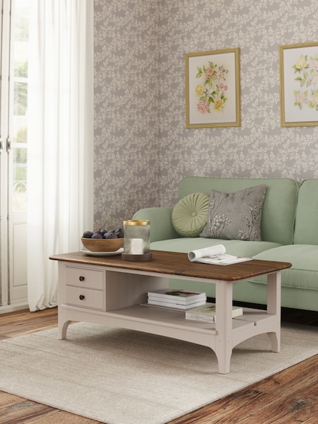 Laura Ashley Soft Truffle Dark Chestnut Hapton 2 Drawer Coffee Table (AL0793) | €726