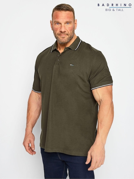 BadRhino Big & Tall Green Tipped Core 100% Cotton Polo Shirt (AL0800) | 99 QAR