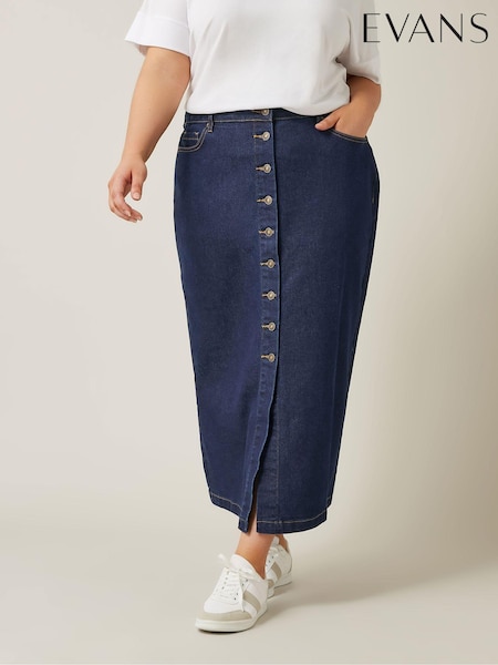 Evans Blue Button Through Skirt (AL0816) | €31