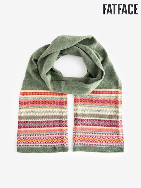 FatFace Green Lambswool Fairisle Scarf (AL0869) | €42