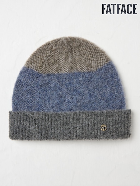 FatFace Grey Lambswool Colourblock Beanie Hat (AL0870) | €26