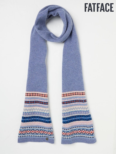 FatFace Blue Lambswool Fairisle Scarf (AL0876) | €42
