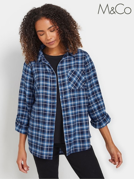 M&Co Blue Check Long Sleeve 100% Cotton Shirt (AL0882) | 1,802 UAH
