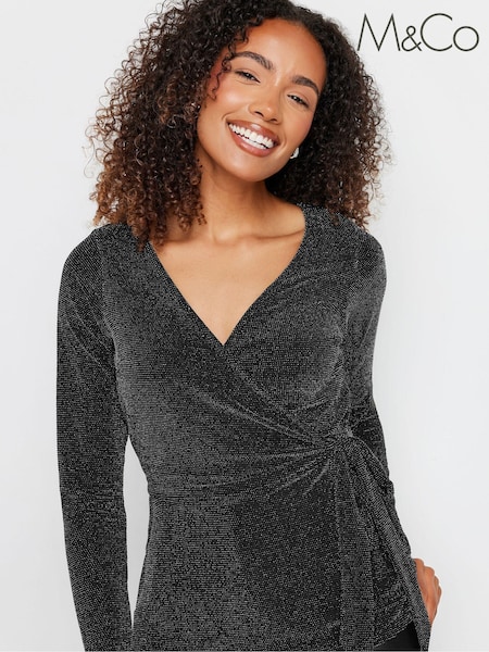 M&Co Black Brillo Wrap Top (AL0906) | €43