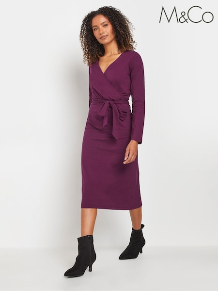 M&Co Purple Plain Wrap Dress (AL0909) | €48
