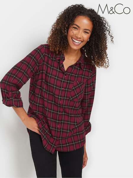 M&Co Red Check 100% Cotton Shirt (AL0911) | AED175