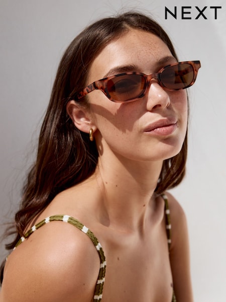 Schildpatt, Braun - Slim Rectangle Sunglasses (AL0997) | 19 €