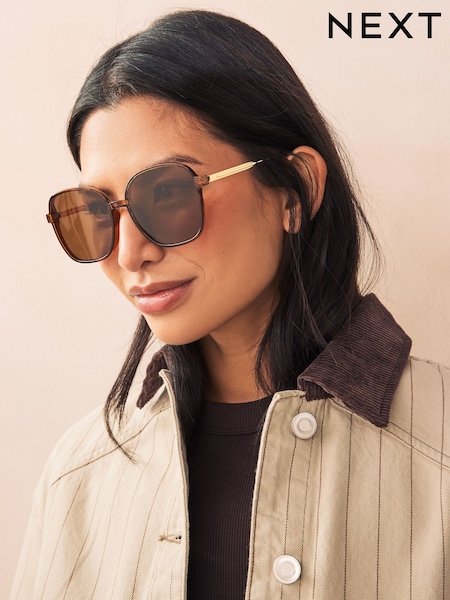 Maro-caramel - Square Frame Sunglasses (AL1005) | 96 LEI