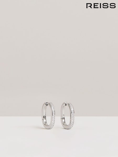 Reiss Silver Mia Crystal Hoop Earrings (AL1150) | €84