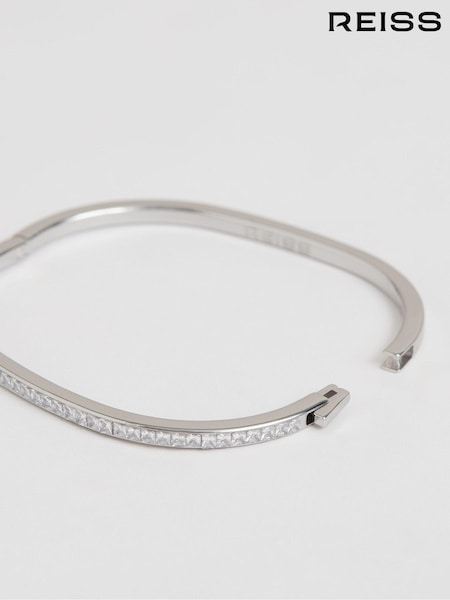 Reiss Silver Myles Hinged Crystal Cuff (AL1154) | €104