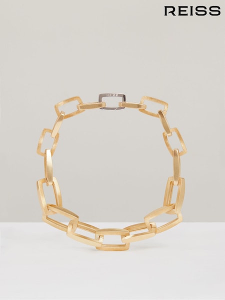 Reiss Gold Tone Gloria Geometric Chain Necklace (AL1155) | €215