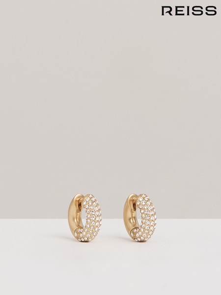 Reiss Gold Tone Amelia Pavé Huggie Earrings (AL1159) | €33