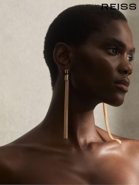 Reiss Gold Tone Tessa Tassel Drop Earrings (AL1175) | €134