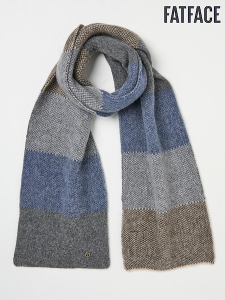 FatFace Grey Lambswool Colourblock Scarf (AL1204) | €44.50