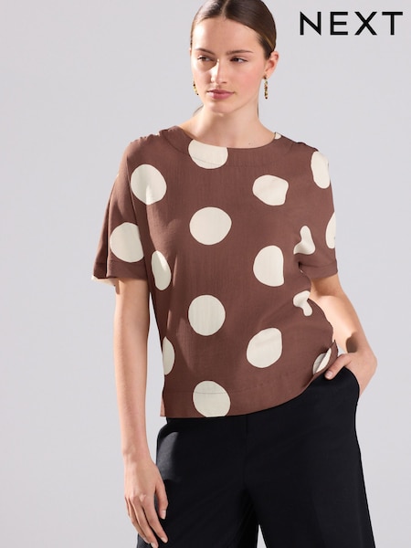 Brown/White Spot - Strukturiertes, kastiges T-Shirt (AL1235) | 33 €