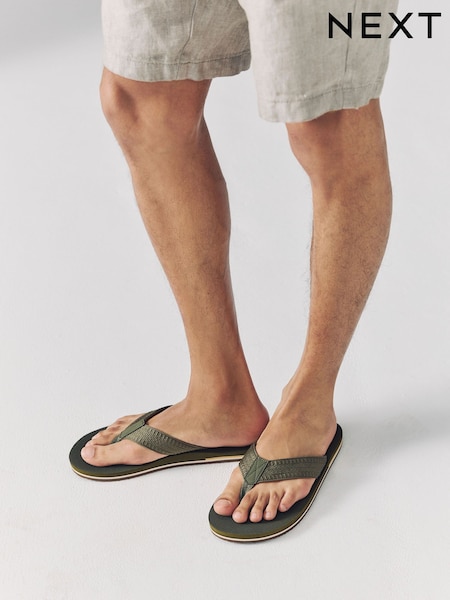 ירוק חאקי - Textured Flip Flops (AL1301) | ‏62‏₪