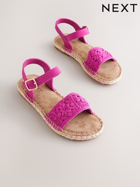 Hot Pink Crochet Buckle Fastening Sandals (AL1415) | €42 - €53