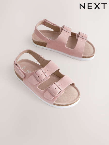 Pink Suede Standard Fit (F) Touch Fastening Strap Corkbed Sandals (AL1426) | €22.50 - €32