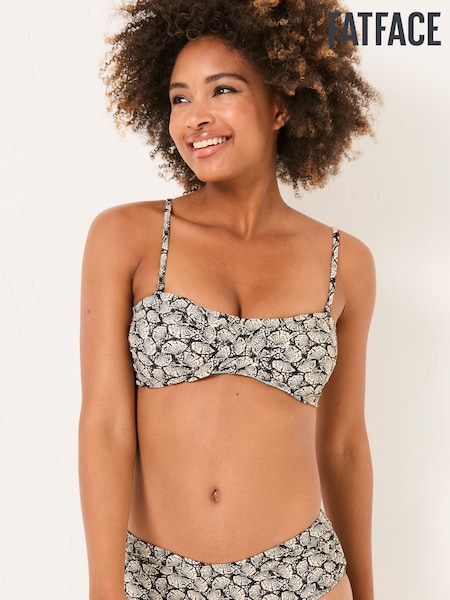 FatFace Ness Black Mono Shell Bandeau Bikini Top (AL1559) | ₪148