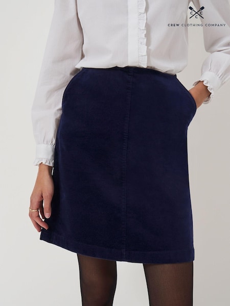 Crew Clothing Blue Velvet Mini Skirt (AL1596) | €72