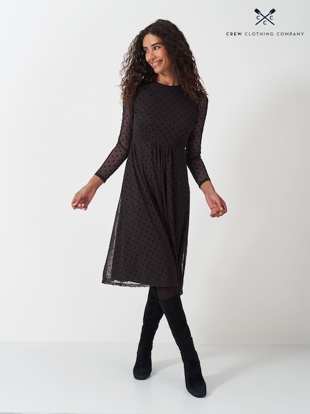 Crew Clothing Company Black Marten Jersey Tulle Black Dress (AL1619) | €54