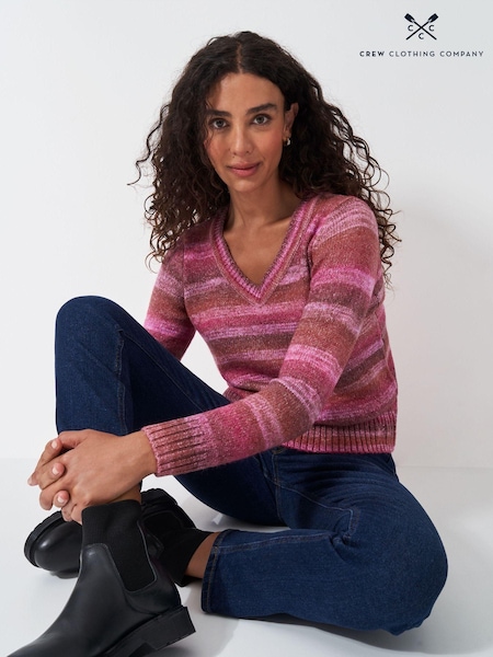 Crew Clothing Pink Space Dye Stripe Jumper (AL1626) | AED201
