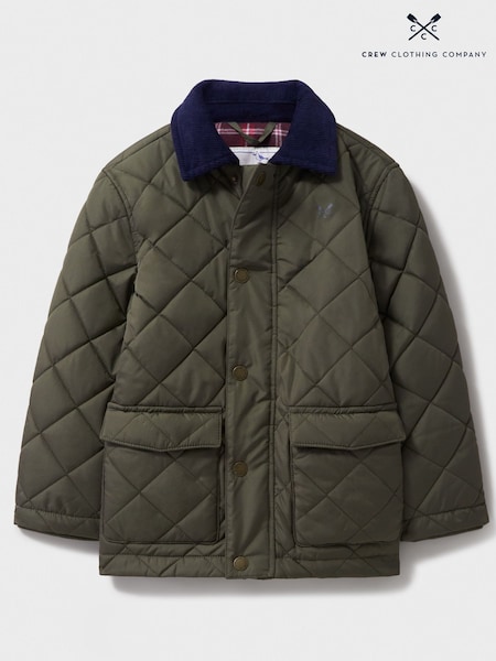 Crew Clothing Company Corduroy Collar Diamond Quilted Jacket (AL1630) | ‏221‏₪ - ‏262‏ ₪
