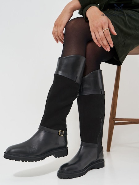 Crew Clothing Black Tall Chunky Boots (AL1634) | AED492
