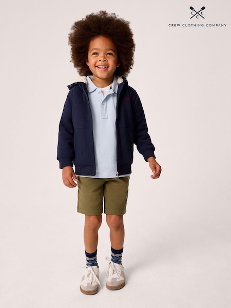 Crew Clothing Blue Teddy Fleece Lined Zip 100% Cotton Hoodie (AL1638) | 158 QAR - 198 QAR