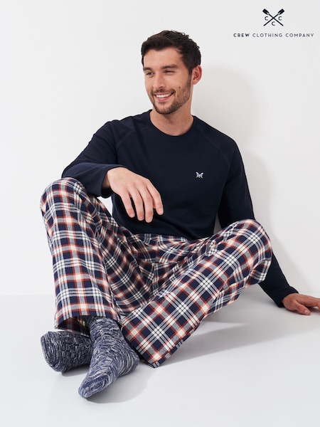 Crew Clothing Company Blue Long Sleeve Cotton Blend Waffle T-Shirt (AL1642) | €23