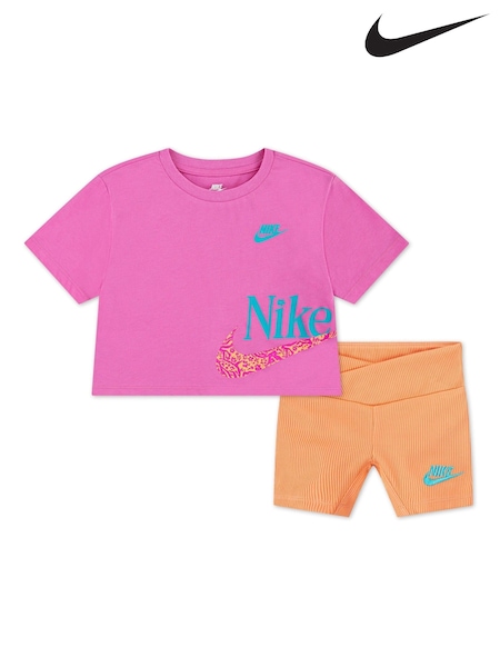 Rosa - Nike Little Kids Wild Flower Boxy T-Shirt and Shorts Set (AL1695) | kr500