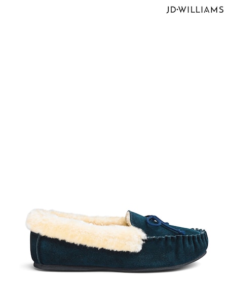 JD Williams Green Classic Moccasin Wide Fit Slippers (AL1723) | €42