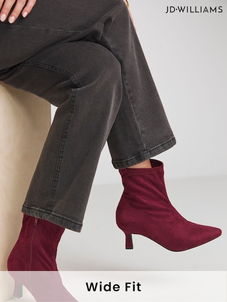 JD Williams Kitten Heel Sock Boots In Extra Wide Fit (AL1745) | 240 LEI