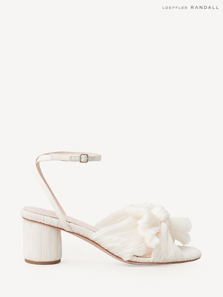 Loeffler Randall White Dahlia Pleated Knot Sandals Wth Ankle Strap (AL1758) | 1,584 QAR