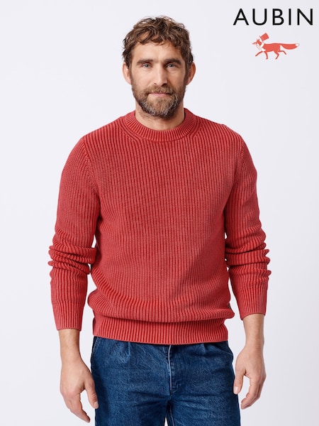 Punainen - Aubin Sininen Martin Ribbed Pyöreä kaula-aukko 100% Puuvilla Neulepusero (AL1809) | €140