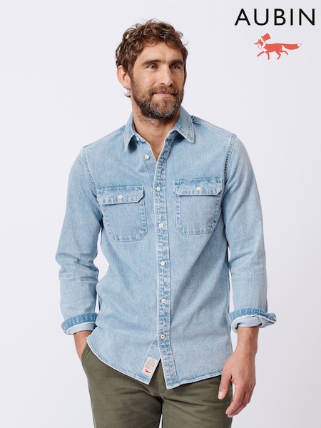 Aubin Blue Detuyll Selvedge 100% Cotton Denim Shirt (AL1812) | €144