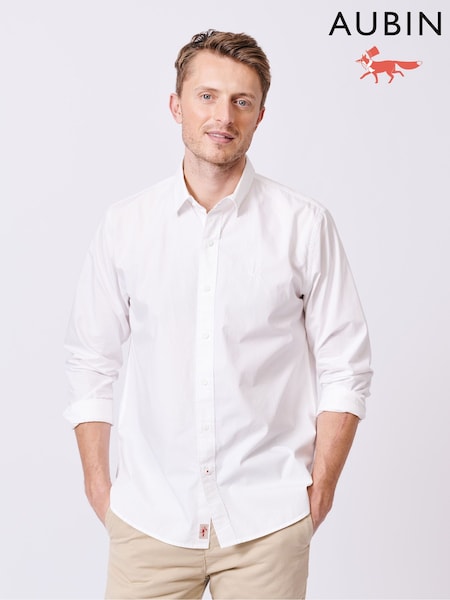 Aubin White Chase Poplin 100% Cotton Shirt (AL1817) | AED460