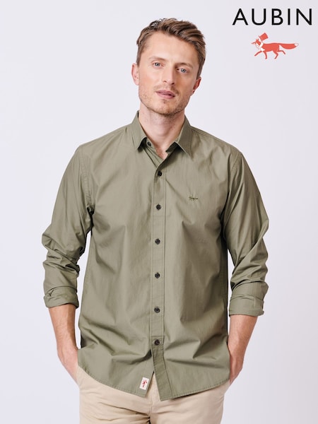 Aubin Green Chase Poplin 100% Cotton Shirt (AL1825) | €101