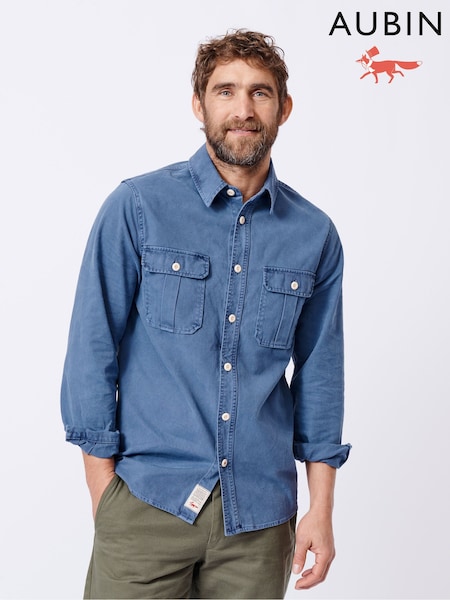 Aubin Blue Dovedale 100% Cotton Overshirt (AL1828) | €154