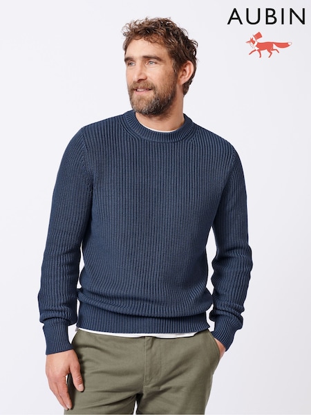 Aubin Blue Martin Ribbed Crew 100% Cotton Jumper (AL1833) | 5,347 UAH