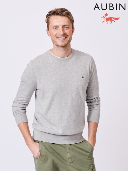 Aubin Grey Raven Cotton Crew Neck 100% Cotton Jumper (AL1834) | R$ 680