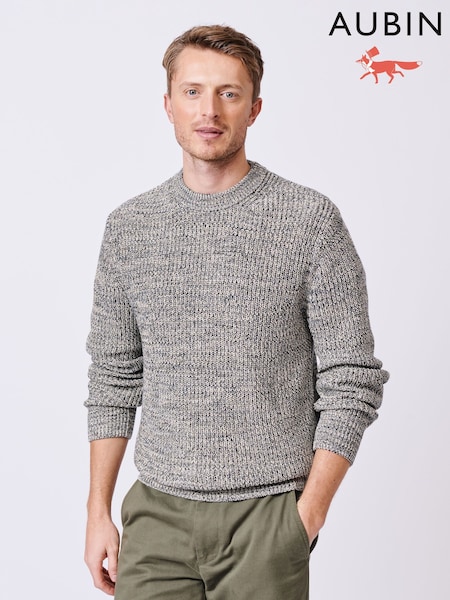 Aubin Yellow Martin Ribbed Crew 100% Cotton Jumper (AL1841) | €140