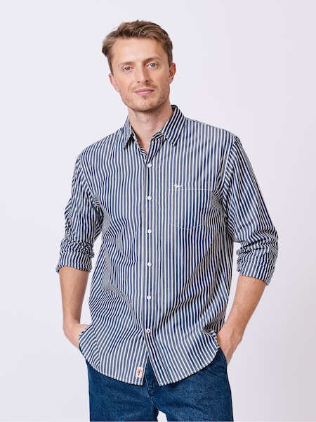 Aubin Blue Gladstone Poplin 100% Cotton Shirt (AL1850) | €113