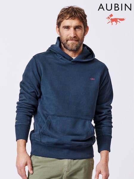 Aubin Blue Coe Heavyweight 100% Cotton Hoodie (AL1886) | €140